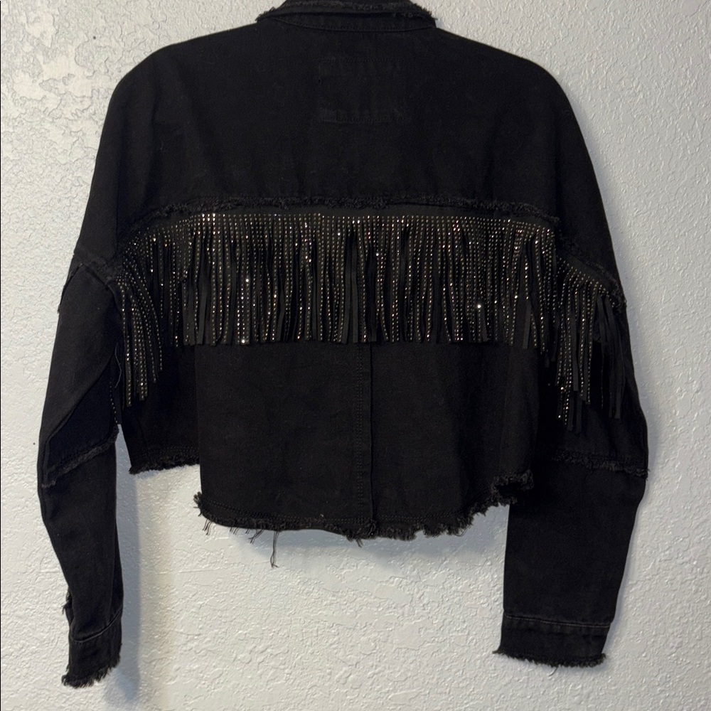 Black fringe crop jacket - Picture 6 of 8